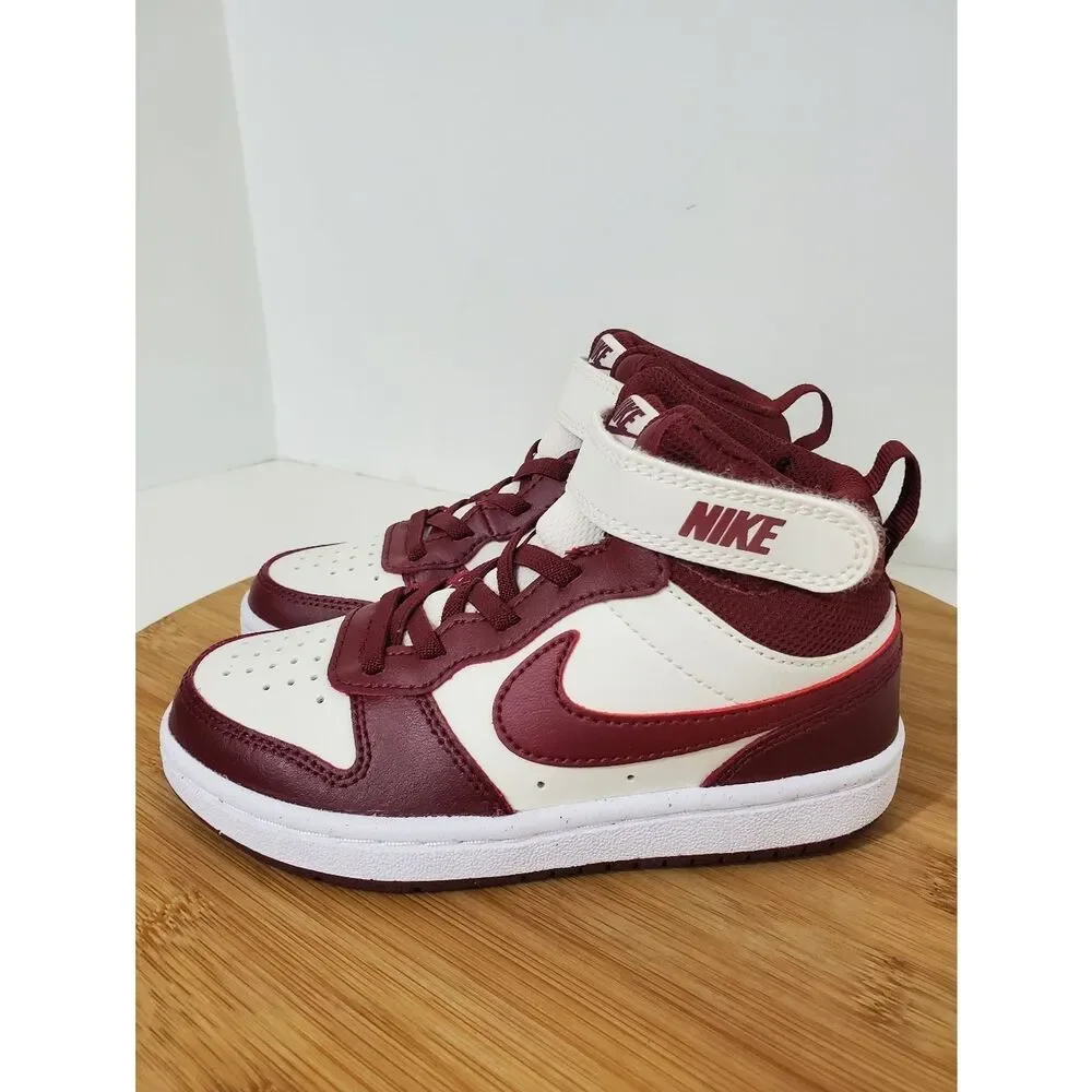 Nike Court Borough Mid 2 PSV Kids Sneakers Size 11 White Dark Red NIB
